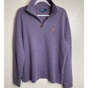Polo Ralph Lauren light purple lavender long sleeve 1/4 zip sweater size Large